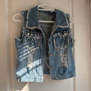 Studded demin vest